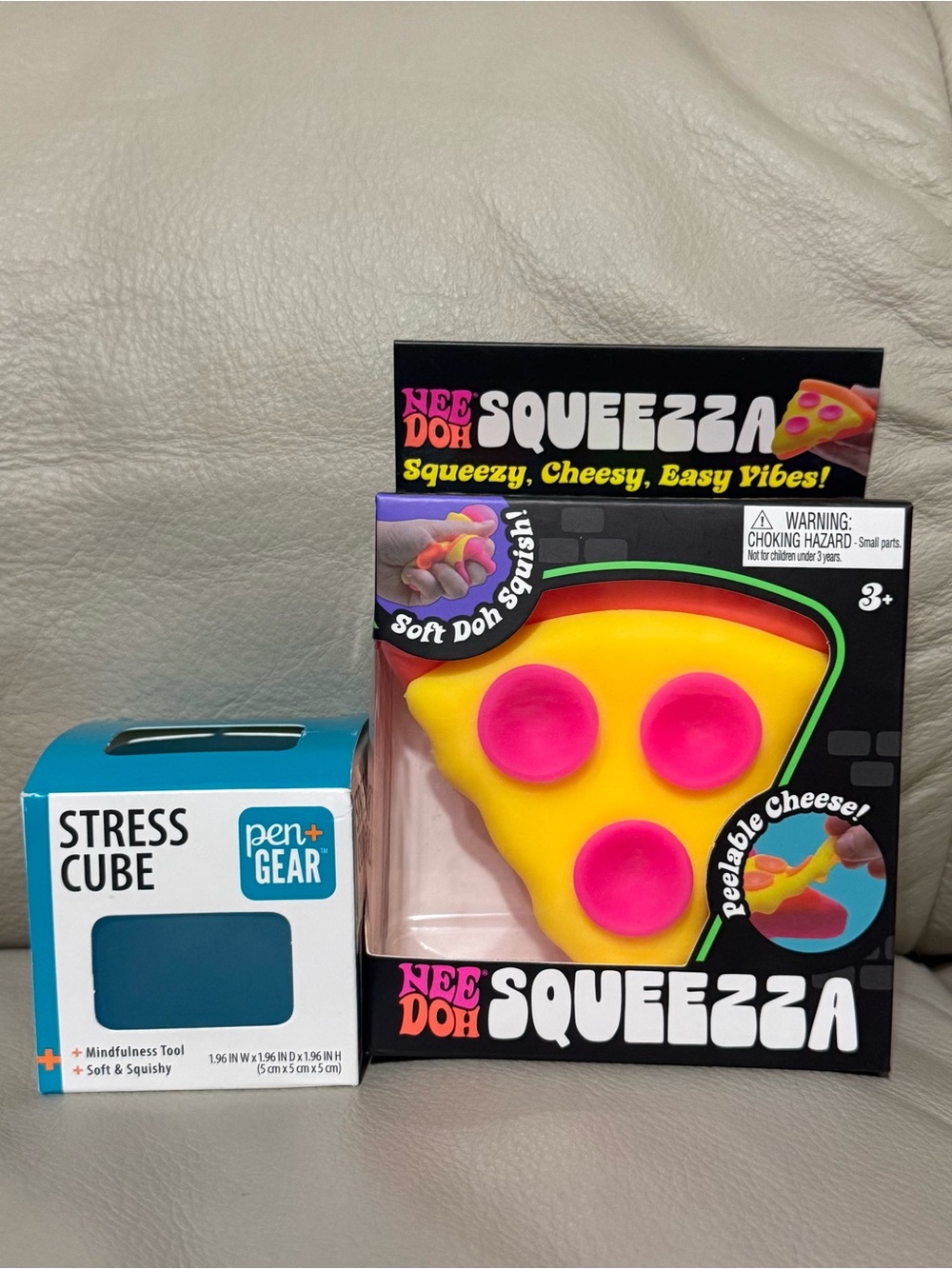 NEW Needoh Squeezza Pizza Squishy + Pen & Gear Stress Cube Viral Fidget Toy